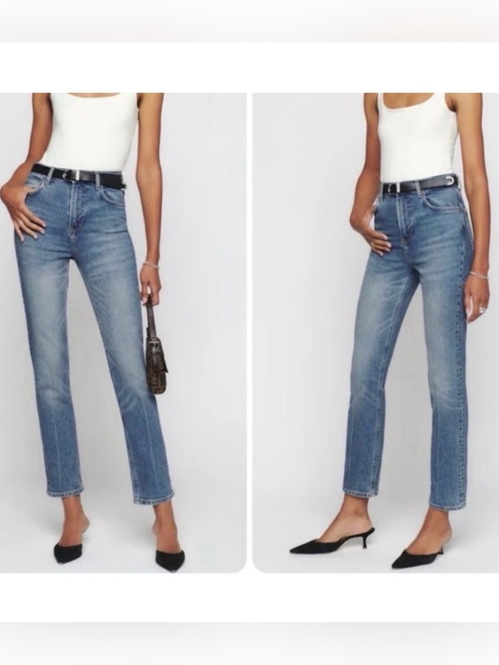Reformation Liza Ultra High Rise Slim Straight Jeans in Malta- Size 25